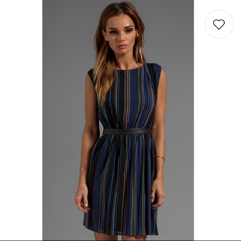 Alice and olivia open back silk leather dress M